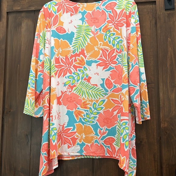 296A) Ruby Rd. Sz XL Blouse Floral Pink EUC - Picture 2 of 6